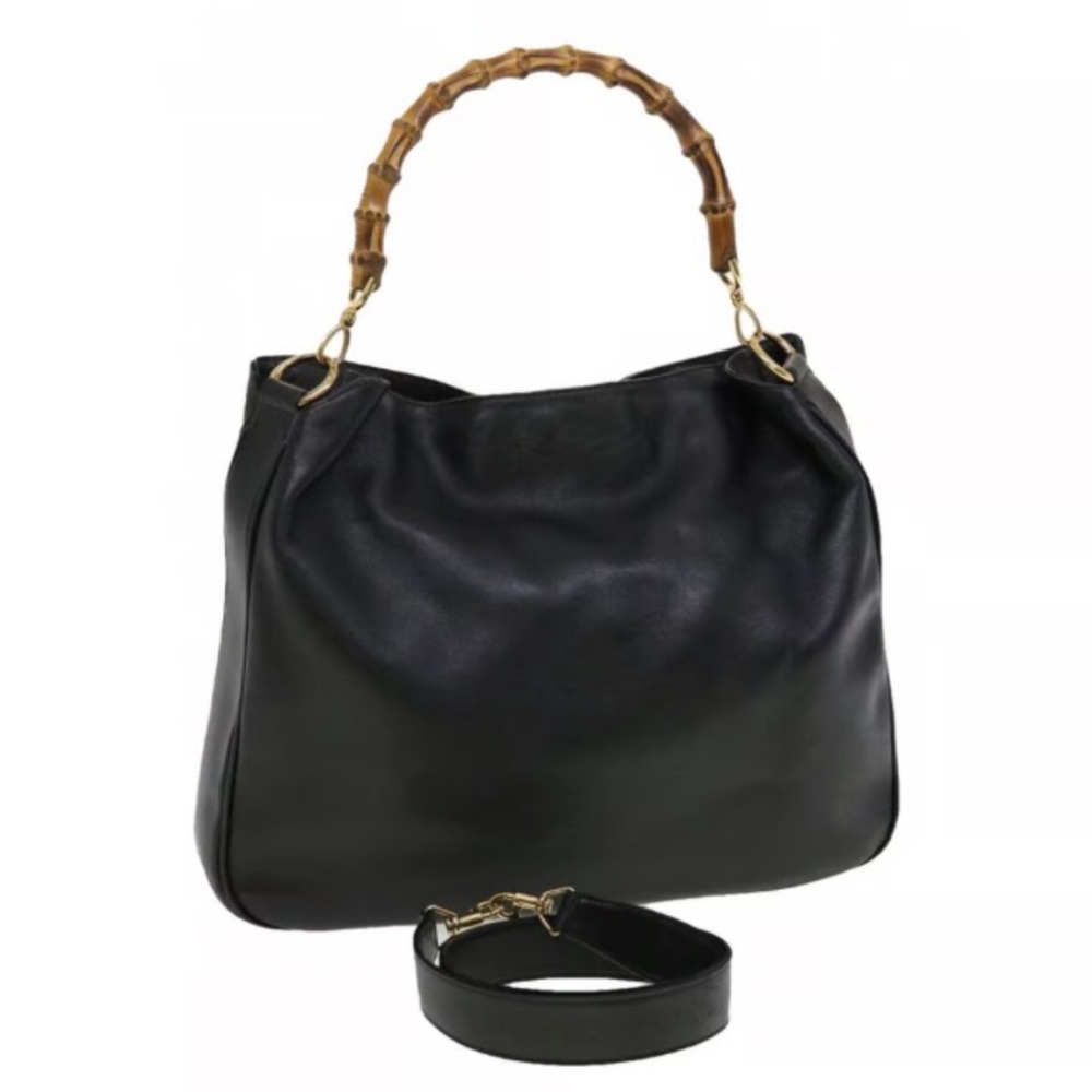 GUCCI Leather Shoulder/Crossbody Bag with Bamboo Handle- Vintage GUC from 1990’s